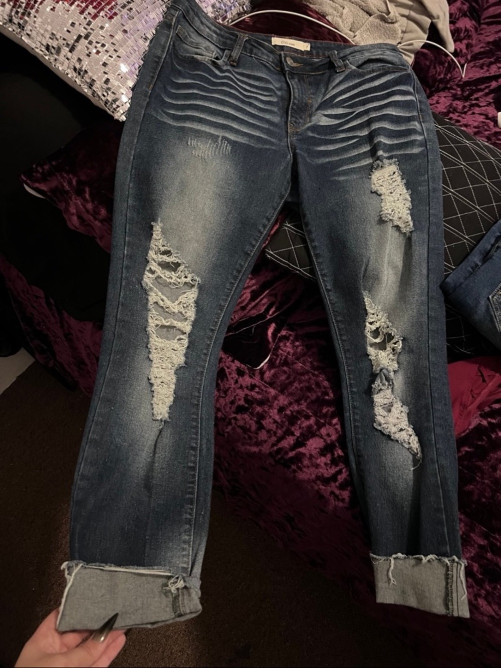 Cello Women's Distressed Blue Jeans